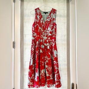Banana Republic blue and coral print dress. Size 2